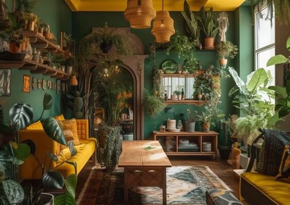 boho and modern living room